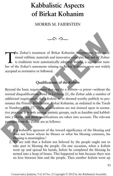 Kabbalistic Aspects of Birkat Kohanim