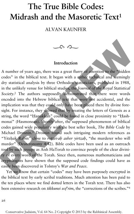 The True Bible Codes Midrash and the Masoretic Text