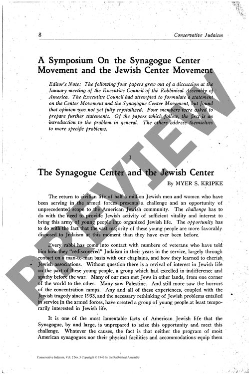 The Synagogue Center and the Jewish Cent