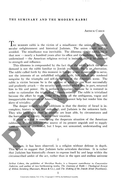 The Seminary and the Modern Rabbi