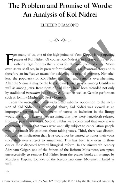 The Problem and Promise of Words an Analysis of Kol Nidrei