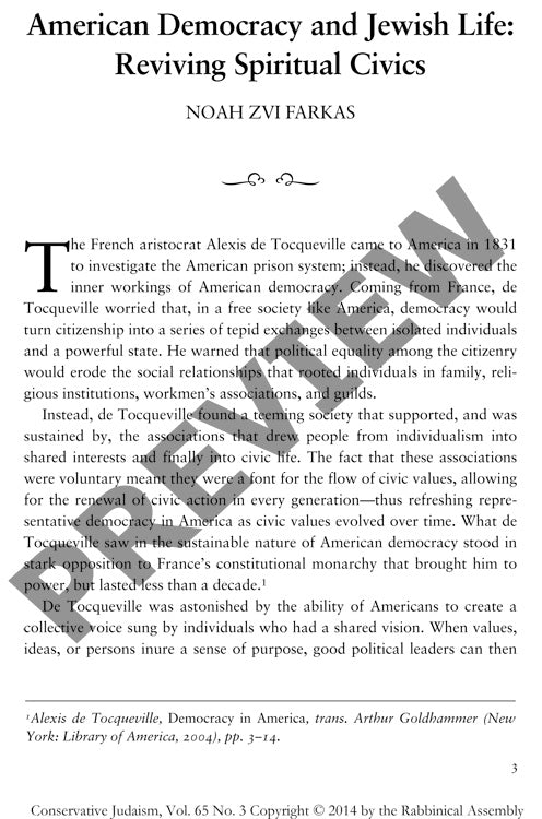 American Democracy and Jewish Life Reviving Spiritual Civics