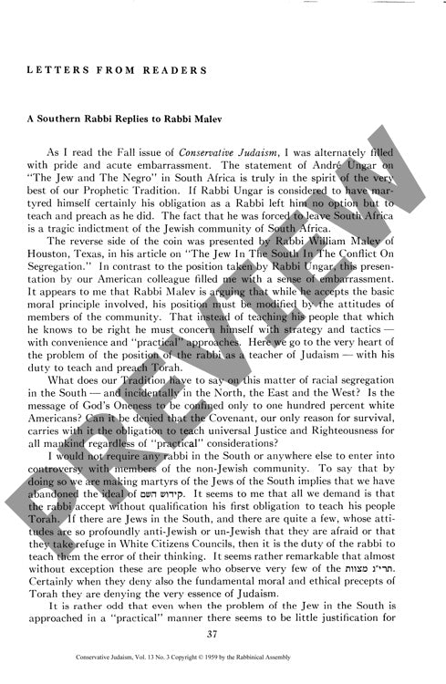 Letters from Readers