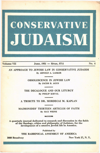An Approach to Jewish Law in Conservative Judaism