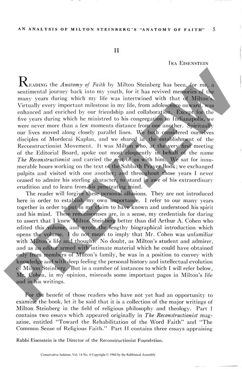 An Analysis of Milton Steinbergs Anatomy