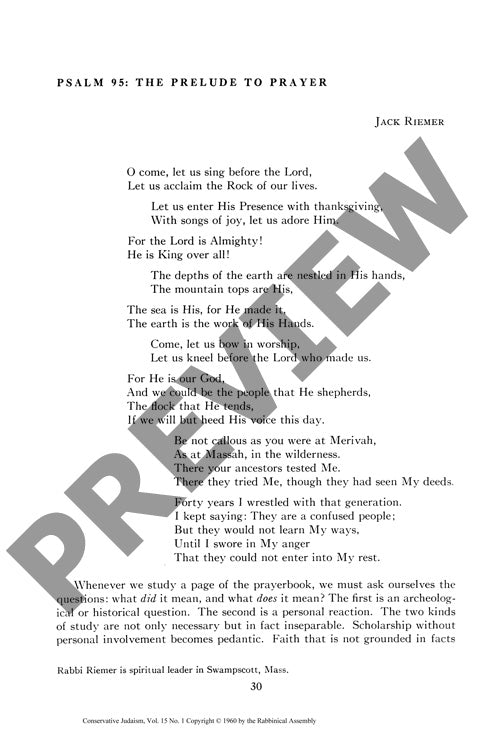 Psalm the Prelude to Prayer