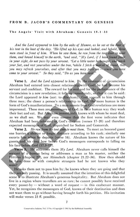 From B Jacobs Commentary on Genesis