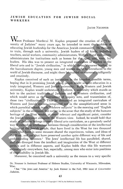 Jewish Education for Jewish Social Worke