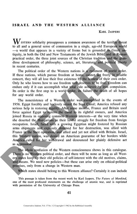 Israel and the Western Alliance