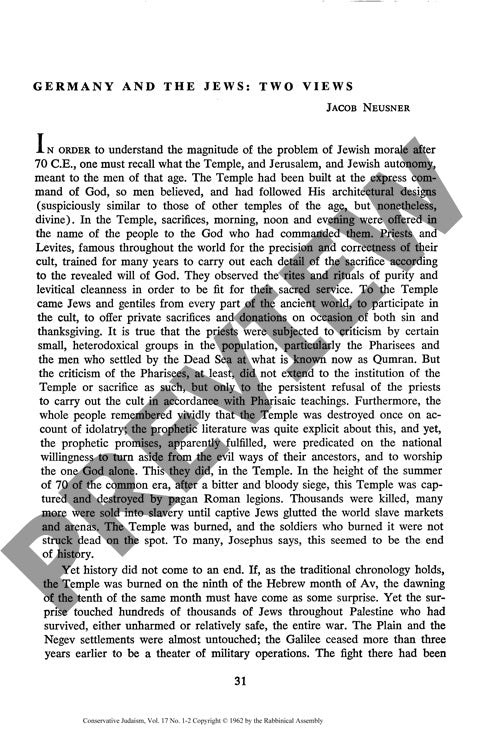 Germany and the Jews Two Views