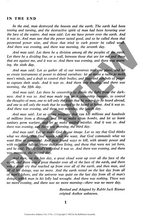 In the End Revised and Adapted