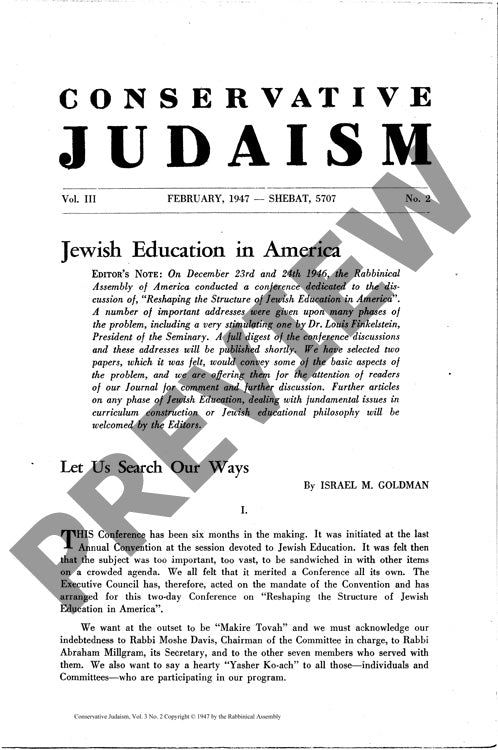 Jewish Education in America Let Us Searc