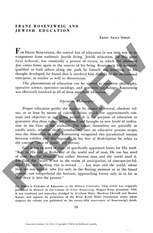 Franz Rosenzweig and Jewish Education