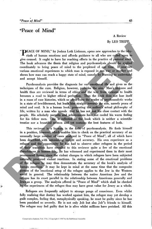 Peace of Mind a Review