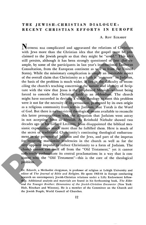 The Jewish Christian Dialogue Recent Chr