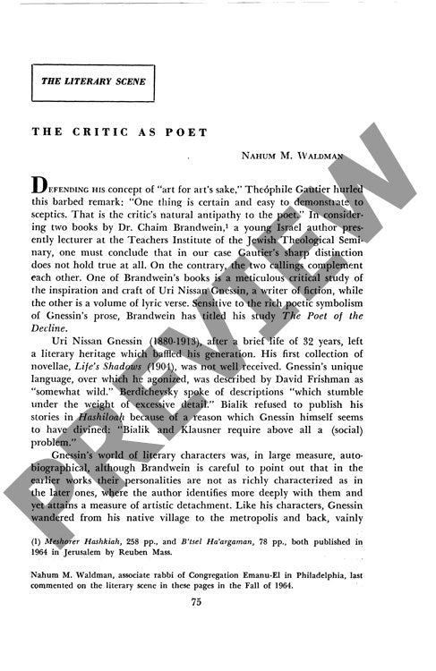 The Critic as Poet
