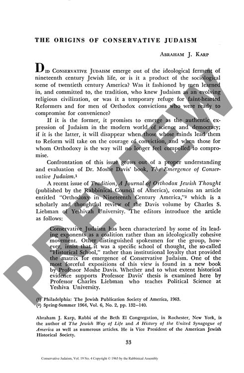 The Origins of Conservative Judaism