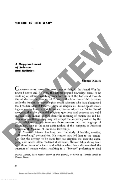 Where Is the War a Rapprochment of Scien