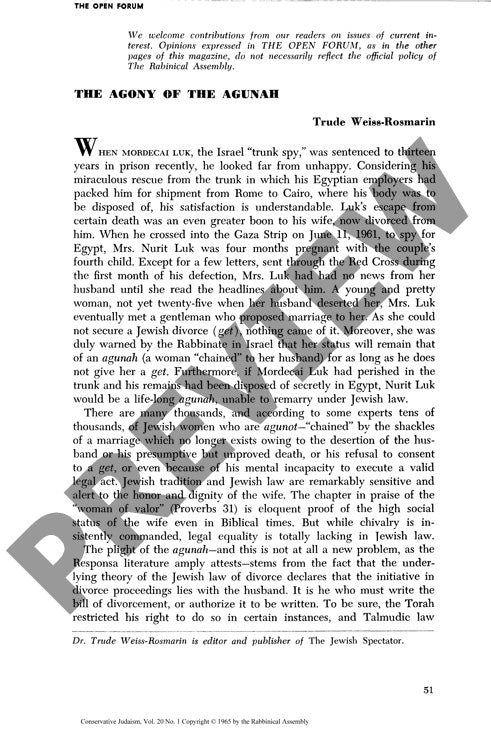 The Agony of the Agunah