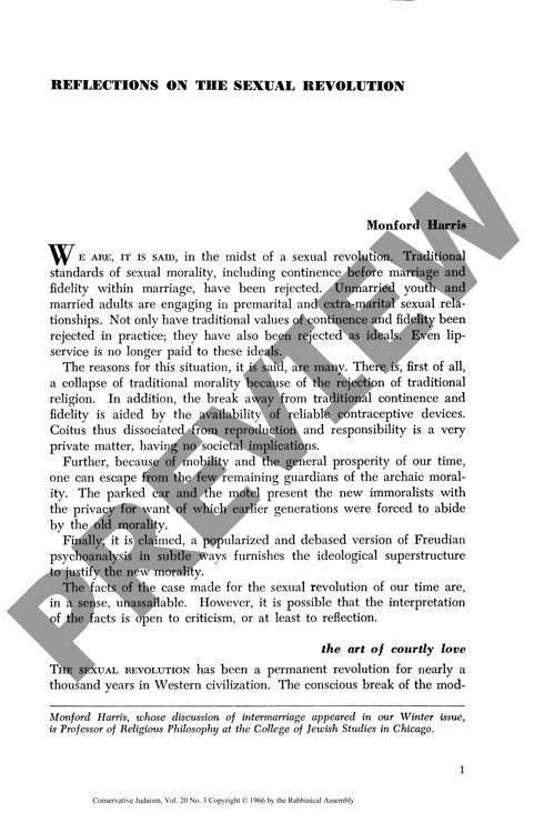 Reflections on the Sexual Revolution
