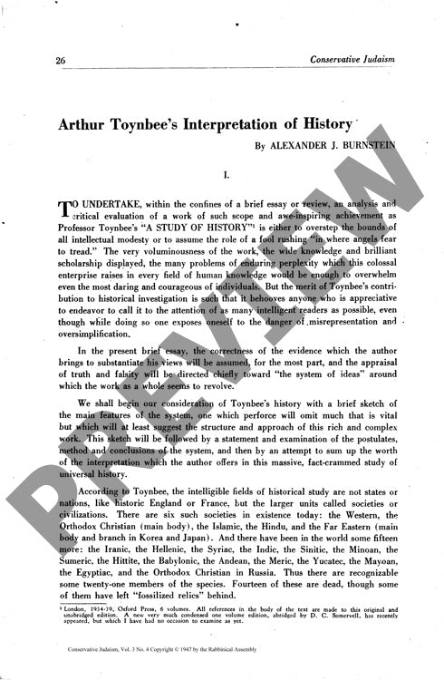 Arthur Toynbees Interpretation of Histor
