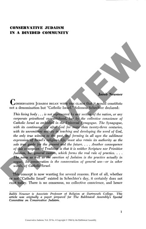 Conservative Judaism in a Divided Commun