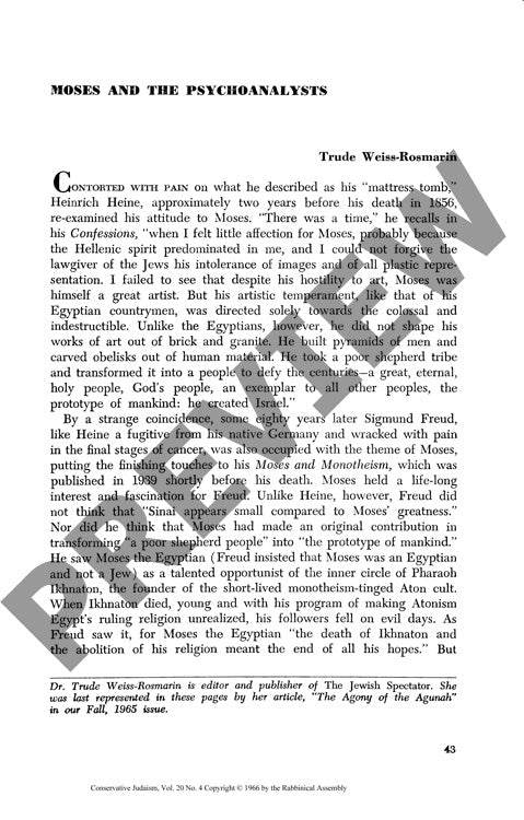Moses and the Psychoanalysts