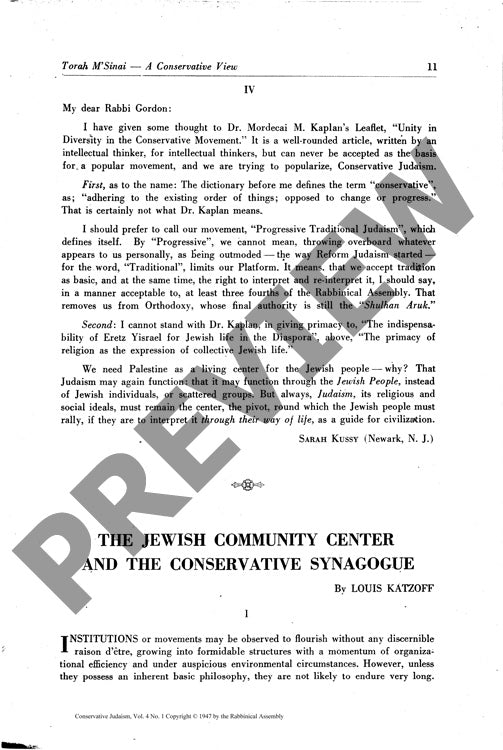 The Jewish Community Center and the Cons