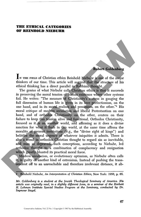 The Ethical Categories of Reinhold Niebu