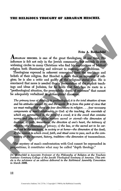 The Religious Thought of Abraham Heschel