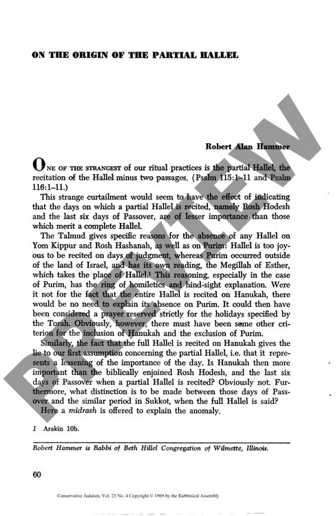 On the Origin of the Partial Hallel