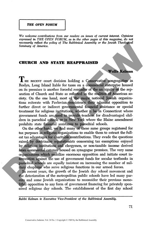 Church and State Reappraised