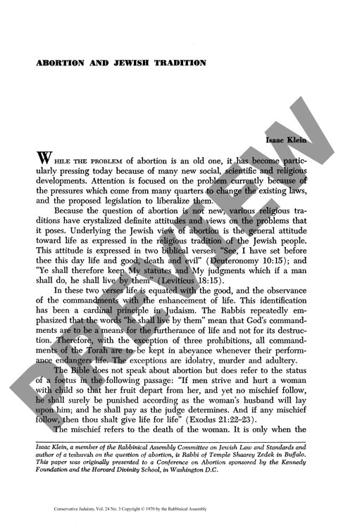 Abortion and Jewish Tradition