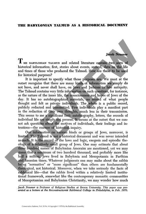 The Babylonian Talmud as a Historical Do