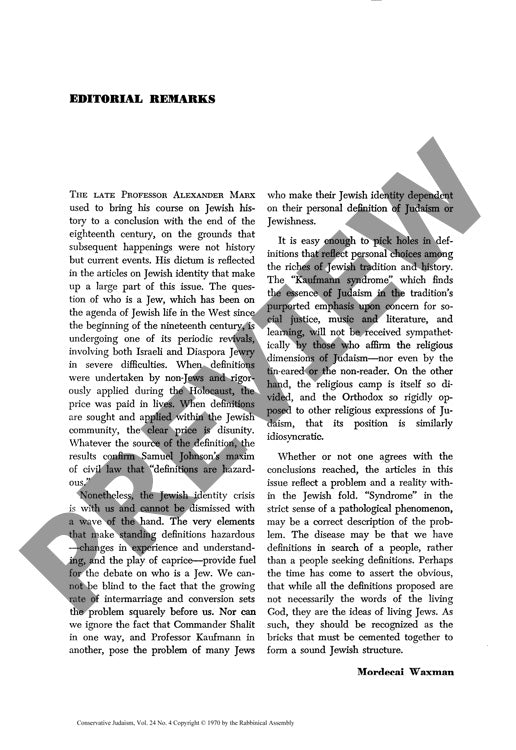 Editorial Remarks