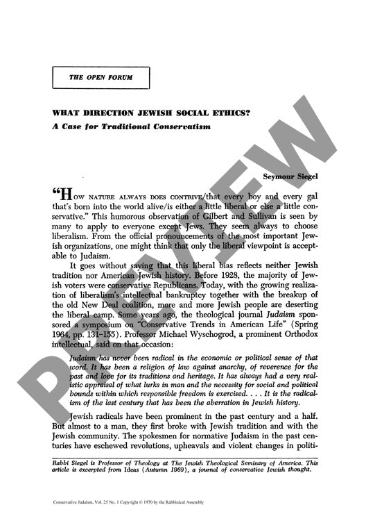 What Direction Jewish Social Ethics a Ca