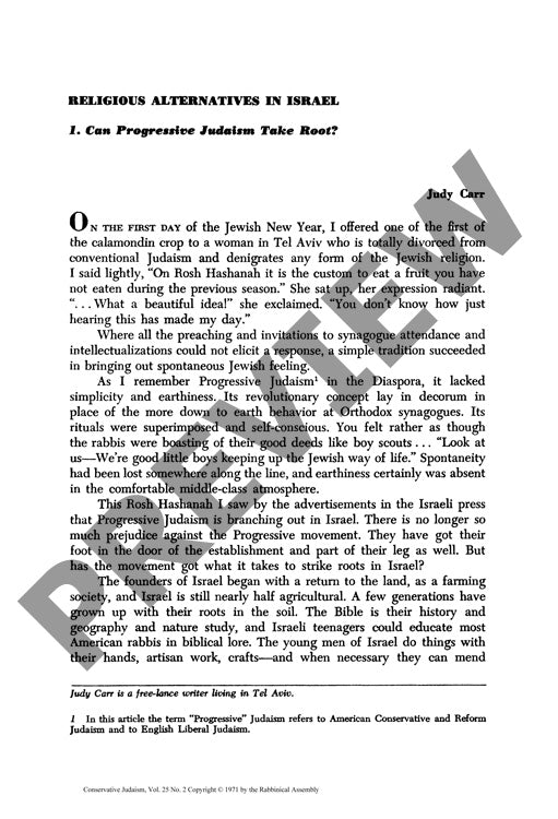 Religious Alternatives in Israel Can Pro