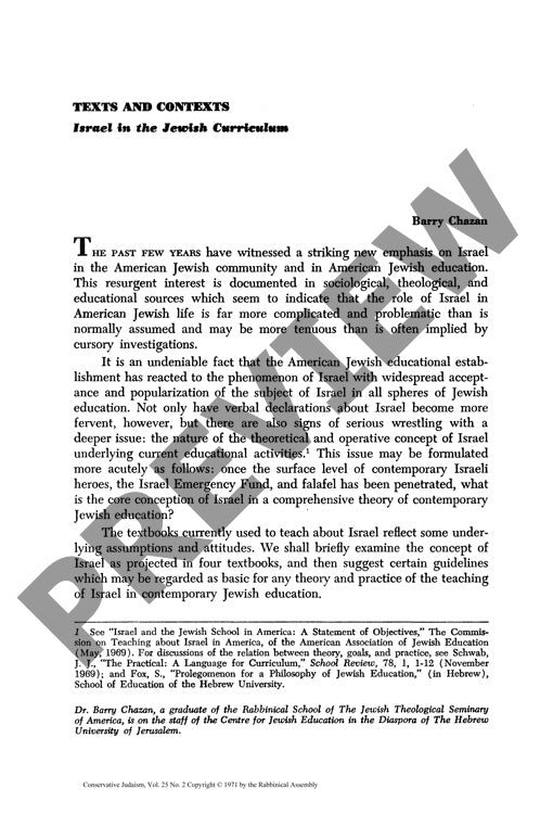Texts and Contexts Israel in the Jewish