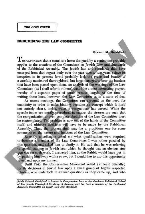 Rebuilding the Law Committee