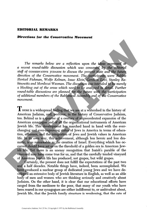 Editorial Remarks Directions for the Con