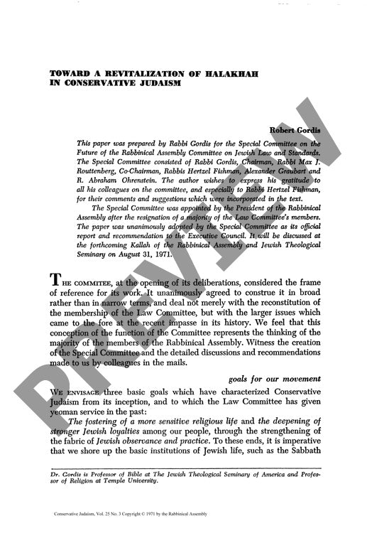 Toward a Revitalization of Halakhah in C