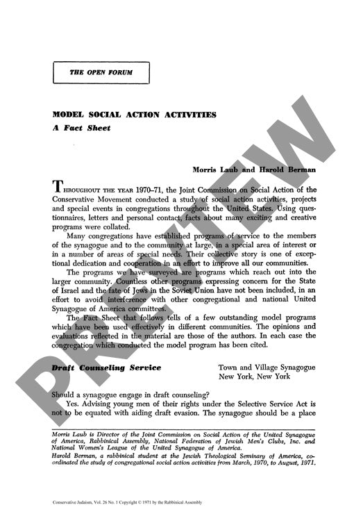 Model Social Action Activities a Fact Sh