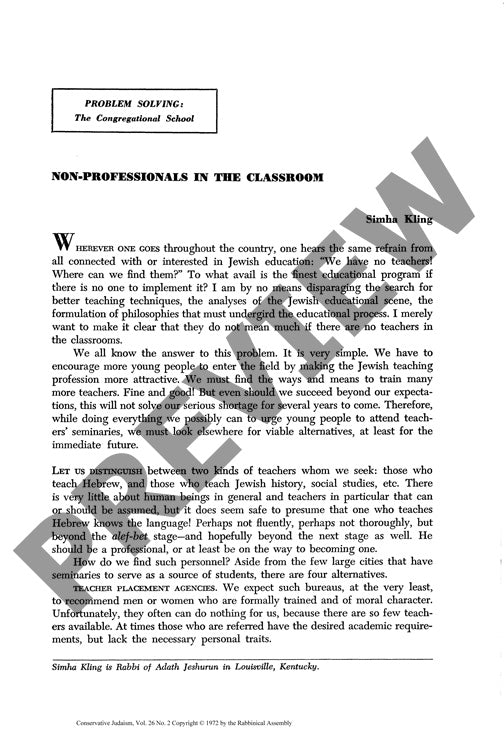 Non Professionals in the Classroom