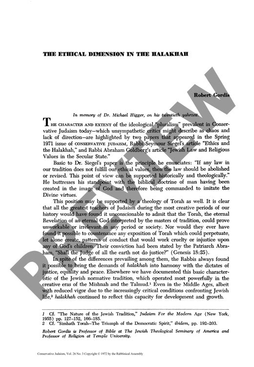 The Ethical Dimension in the Halakhah