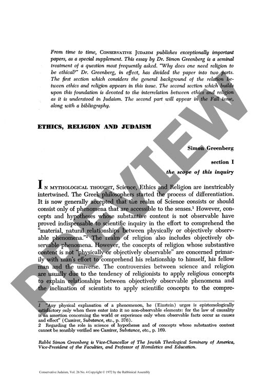 Ethics Religion and Judaism Part I