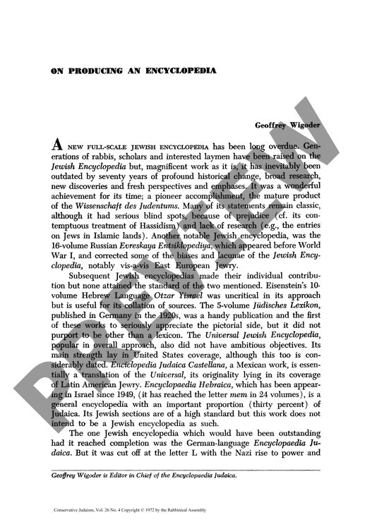 On Producing an Encyclopedia