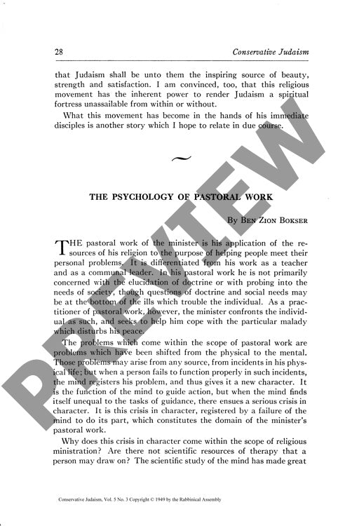 The Psychology of Pastoral Work