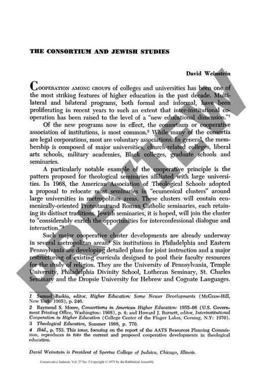 The Consortium and Jewish Studies