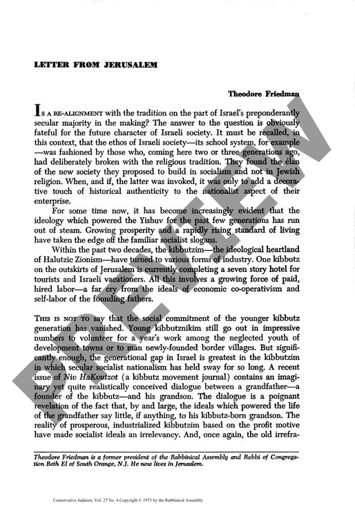 Letter from Jerusalem