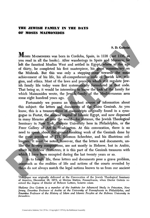 The Jewish Family in the Days of Moses M